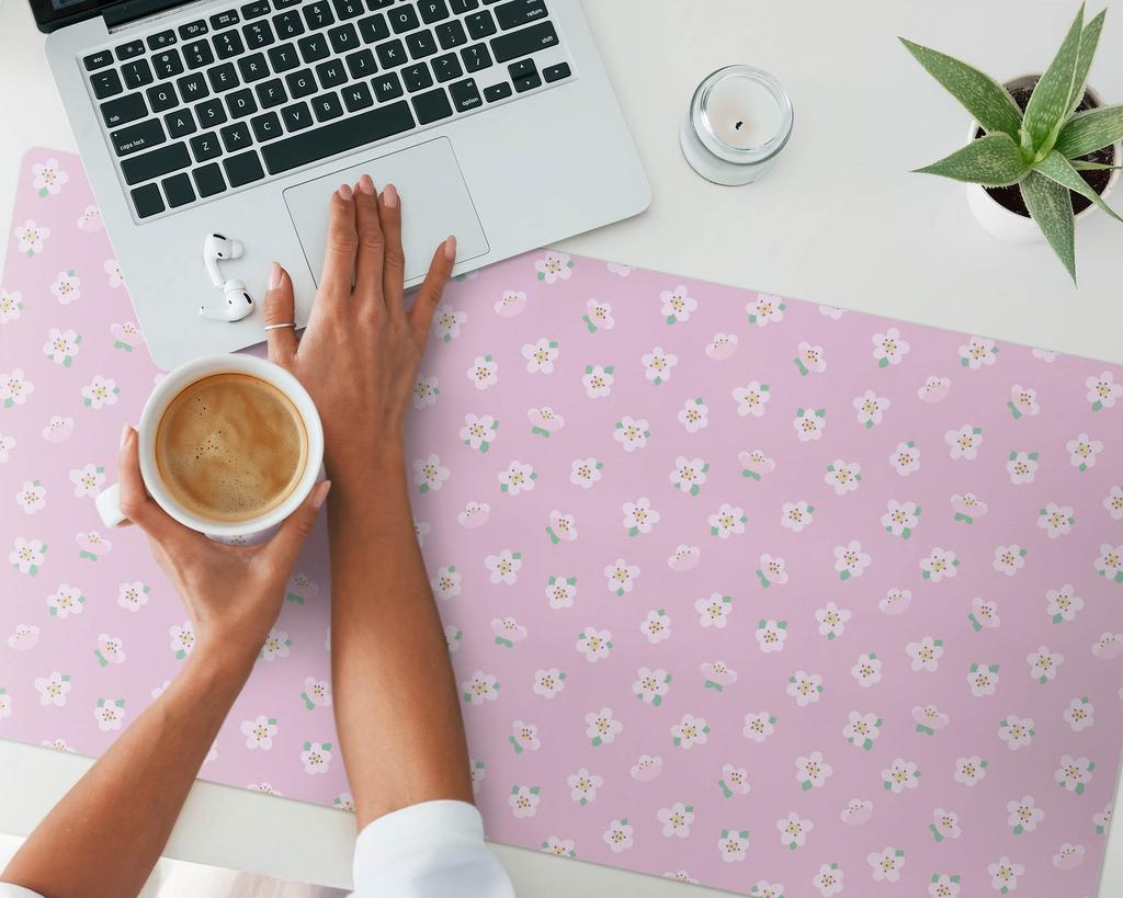 Non-slip Desk Mat with Floral Pattern Pastel Pattern 100X50 Cm