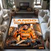 Lando Norris Crystal Velvet Rug, Custom Name Text Personalized Non‑Slip Floor Mat for Home Decor Gift