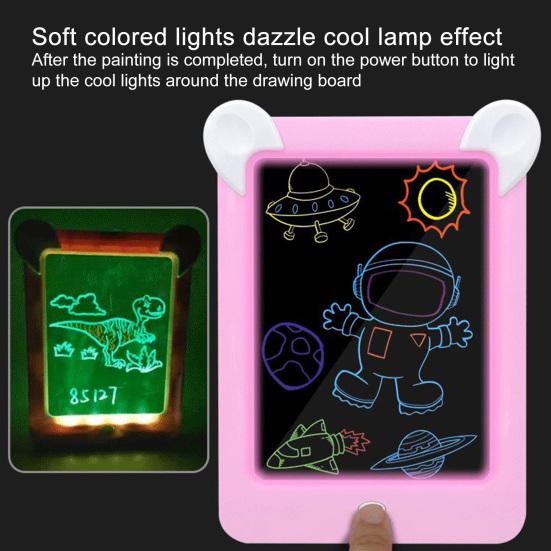 1 Set Scribbler Board Colored Lighting Eye Protection Plastic 3D Children Magic Drawing Board Kids Toy