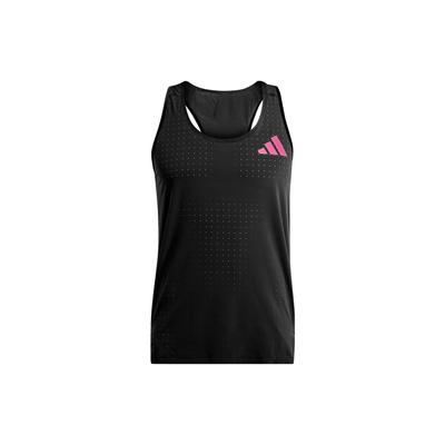 Adizero Promo Lauf-Singlet Gestreifter Logo-Print Schnelltrocknend Sportweste Herren Tops Schwarz IL1495