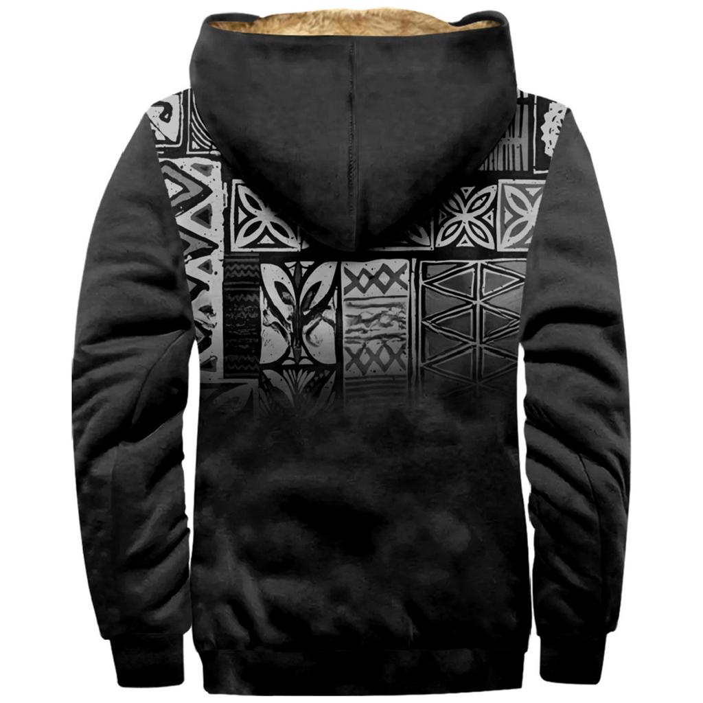 Men's Retro Print Jacket Men's Spring And Casual Zipper Hooded Jacket