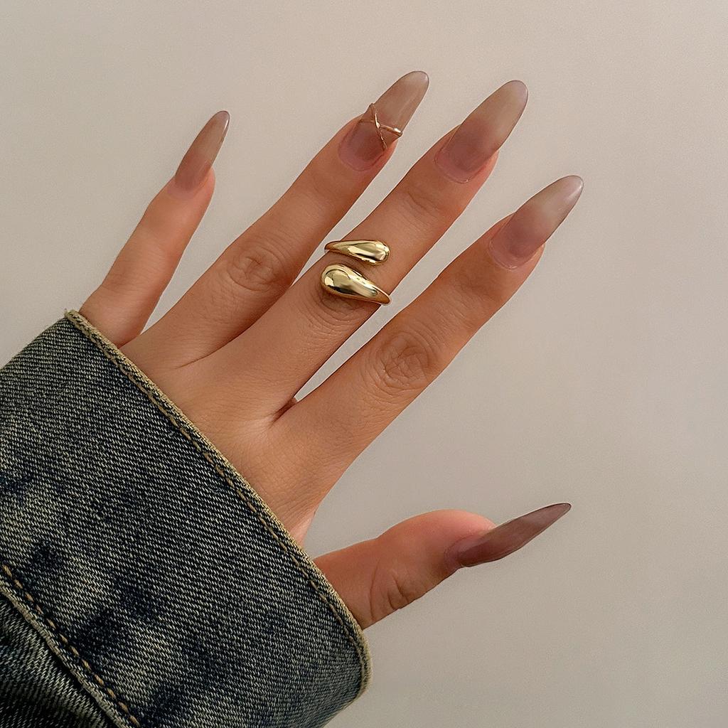 Nischentrend-Design, geometrischer Bogenring, Knöchelring, übertriebener offener Ring, Set, modischer Pendler-Party-Schmuck für Damen