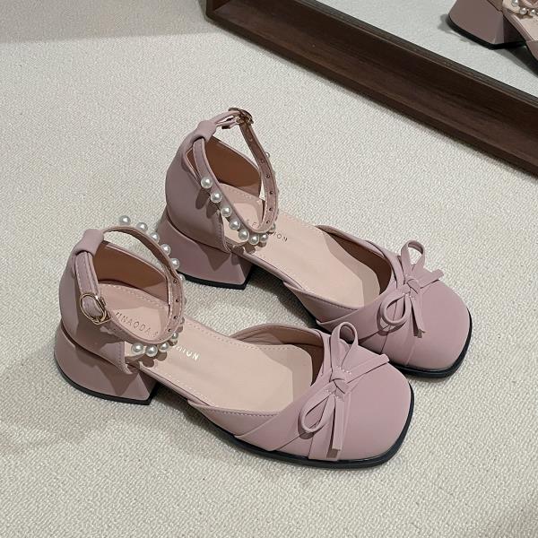 Fashion High Heel Sandal for Women Mary Jane Shoes Lady 2025 High-heeled New Closed Outside Summer Clear Girls Scandals Janes Clear Heel