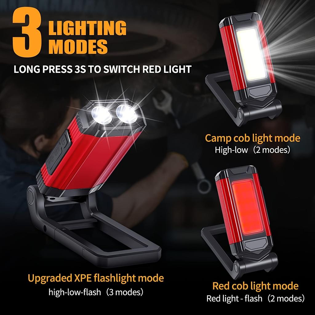 Multi Functional Charging Work Light with Magnetic Base,5 Lighting Modes,ultra Bright and Portable,outdoor,camping, Workshop,emergency Lighting