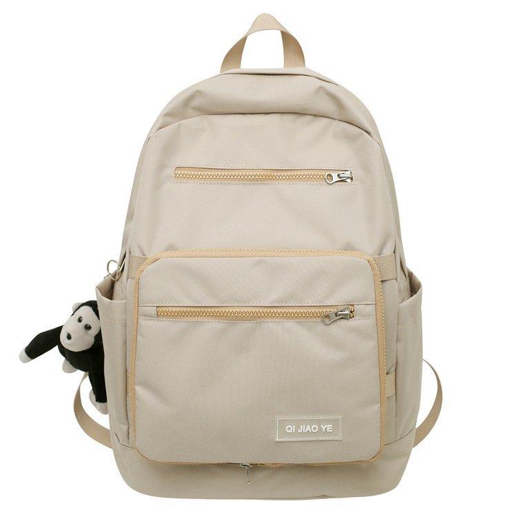 Schoolbag new Japanese simple solid color cute schoolbag female primary school students high value large capacity junior high school backpack