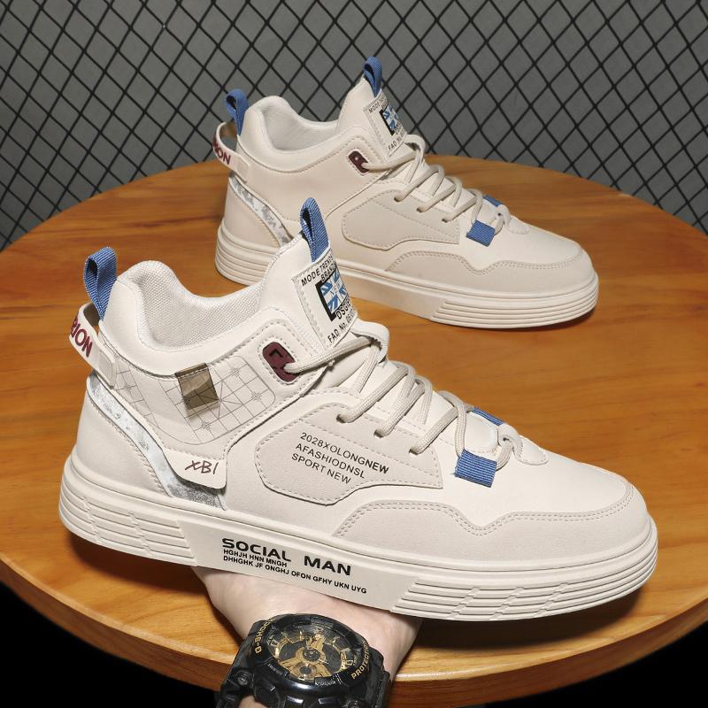 Fashion Men's Casual Shoes Skateboarding Shoes Lightweight High Top Men Shoes Flat Lace-Up Sneakers Male Business Travel Tenis Masculino