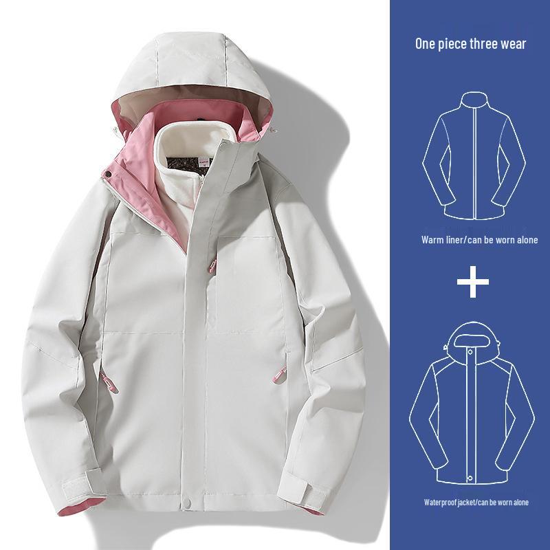 Unisex Windproof & Waterproof 3-in-1 Jacket with Detachable Fleece Liner for Mountaineering