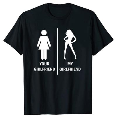 Din flickvän vs Min flickvän Herrhumor T-shirt Rolig Grafisk Tee T-shirt Gotisk Hip Hop Topp Manlig Harajuku T-shirt