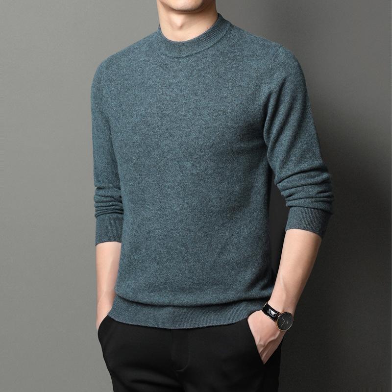 

Осенне-зимний новый мужской свитер из овечьей шерсти с круглым вырезом, однотонный универсальный свитер из шерсти XL