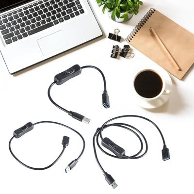 USB 3.0 Extension Cable Wire with On/Off Switch High Speed Data Transfer and Charging Power Cord for USB Fan LED Light