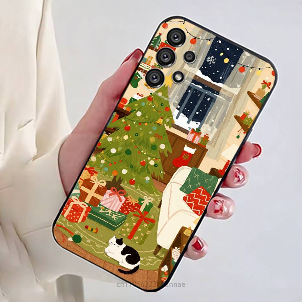 Cartoon Christmas Style Phone Case For Samsung Galaxy A13,21s,22,31,32,52,53,71,80,A91 Soft Black Shell