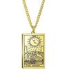 Tarot Stainless Steel Necklace Men'S Hip Hop Personality Retro Square Pendant Sweater Necklace