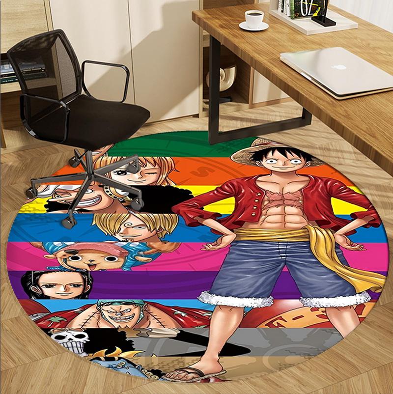 One Piece Pattern Round Rug, Indoor/Outdoor Mat, for Picnic, Gameroom, Bedroom, Office, Living Room, Home Decor Carpet, Birthday Gift