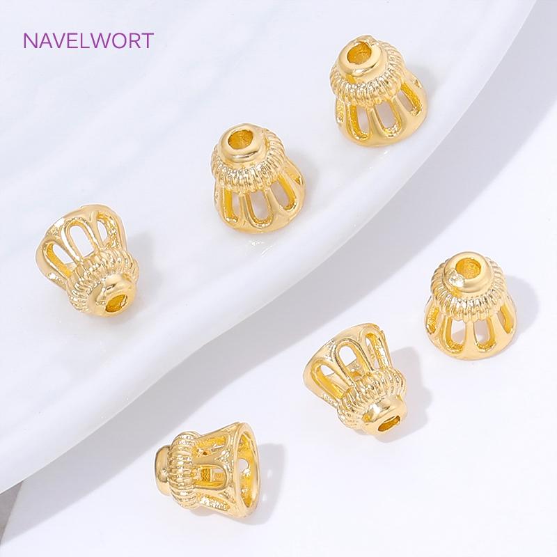 5/10Pcs 18K Gold Plated Beads Cap For Bracelets,Brass Spacer Beads Caps,End Caps For Jewelry Making Supplies,Beads Separators
