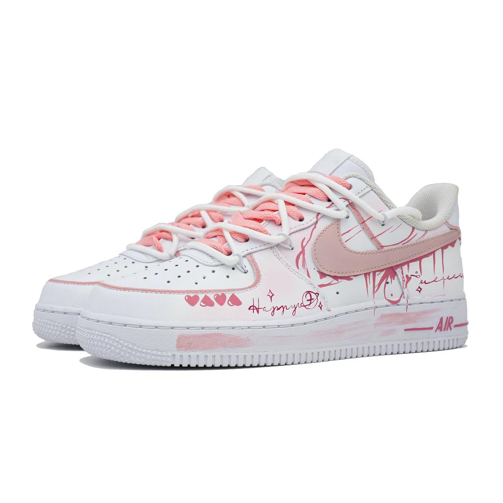Nike Air Force 1 Heartbeat Loading Abrasion Resistant Low Top Skateboard Shoes Unisex Pink CW2288-111(Team726-ing)