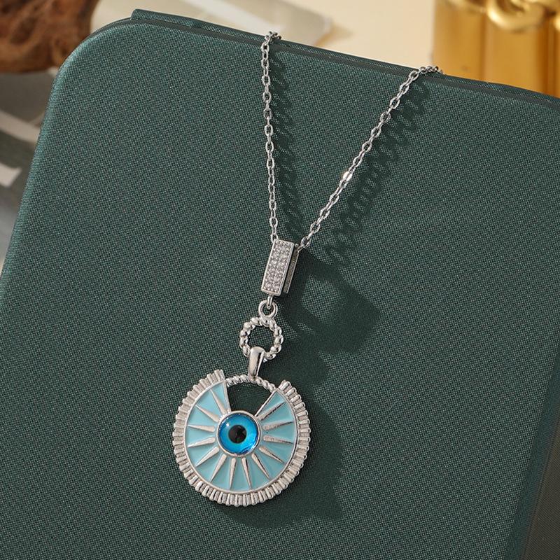 Beliebte Halskette mit blauem bösen Blick aus Titanstahl für Damen – Vielseitiger und personalisierter Schlüsselbeinkettenschmuck