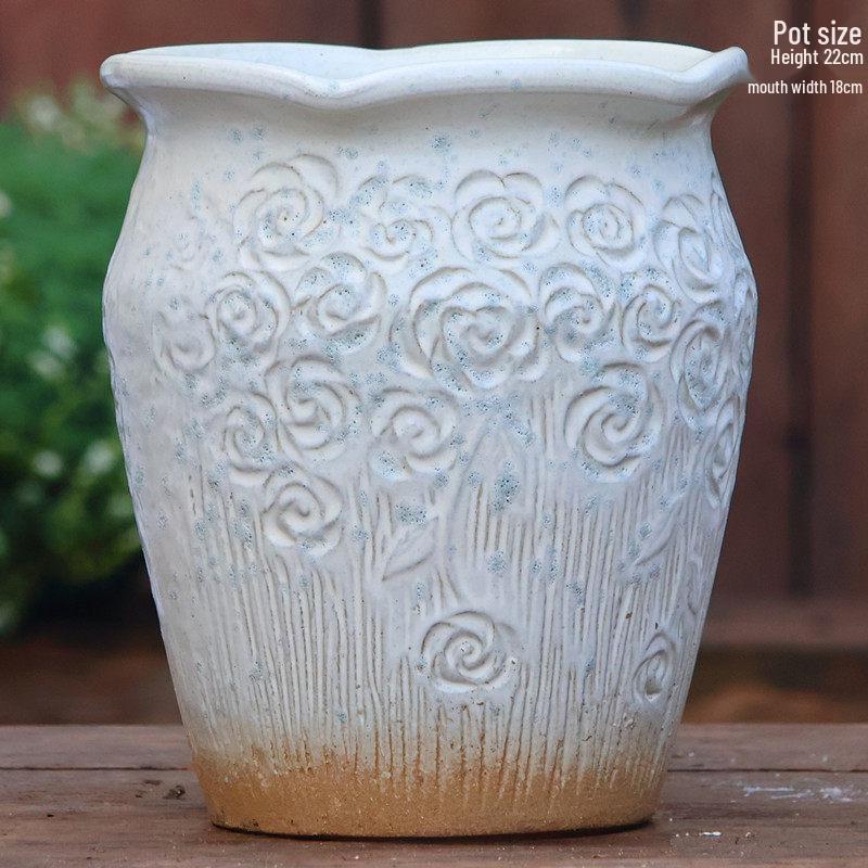 Yixing Zisha Coarse Pottery Flower Pot with Feet: Large Ceramic Succulent Planter for Green Plants & Flowers.