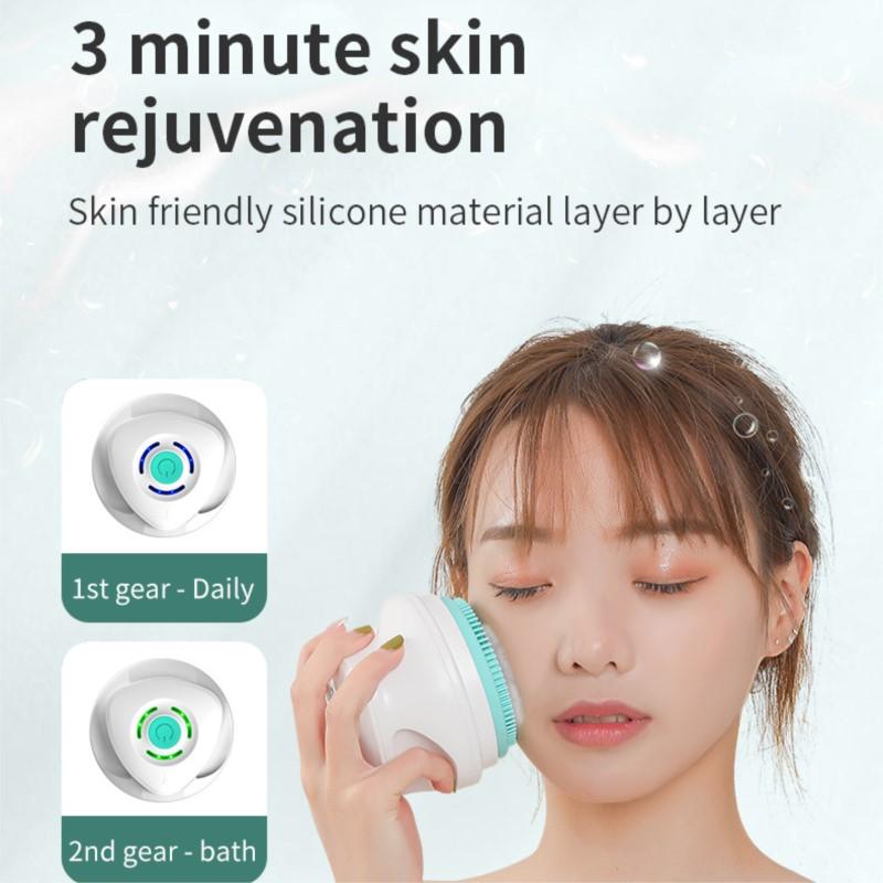 Electric Shower Brush Multi-Function Silicone Body Scrubber IP6 Waterproof Back Exfoliating Brush 5 Heads Foot Grinder