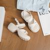 Thick-soled One-word Sandals Female Open-toe Soft-soled 2025 Summer New Fairy Style Versatile High-heeled Roman Muffin Shoes