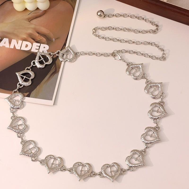 Heart Trendy Shaped Metal Waist Chain With Hollow Buckle For Women Accessory