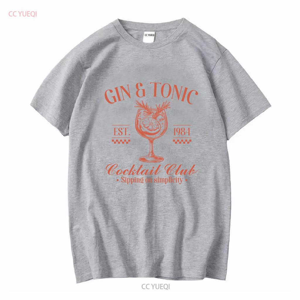 Gin Tonic Social Club Cocktail T Shirt Travel Drinking Girls Trip Lover Bartender Long or Short Sleeves Vintage Washed