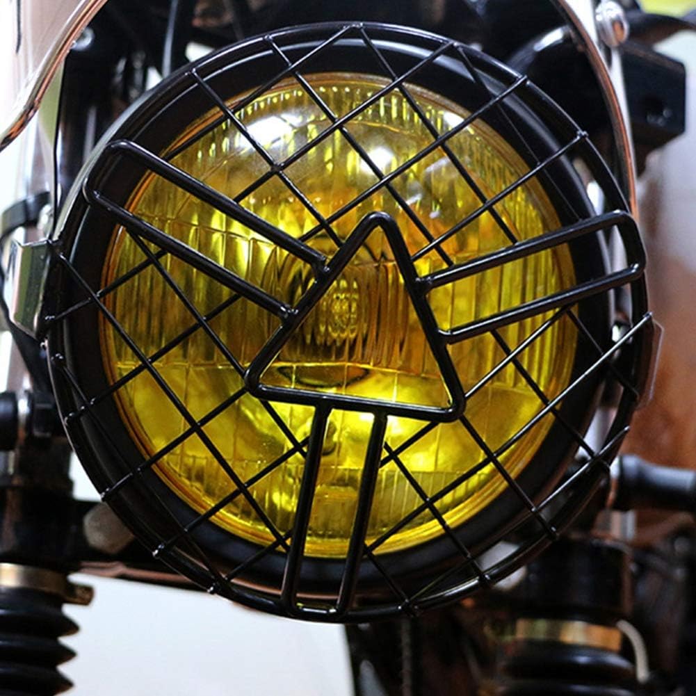 Aramox Motorcycle Headlight Guard Grille Cover, Aluminum Alloy Protector for CG125 GN125, 5.75 Inch Headlamp, Black