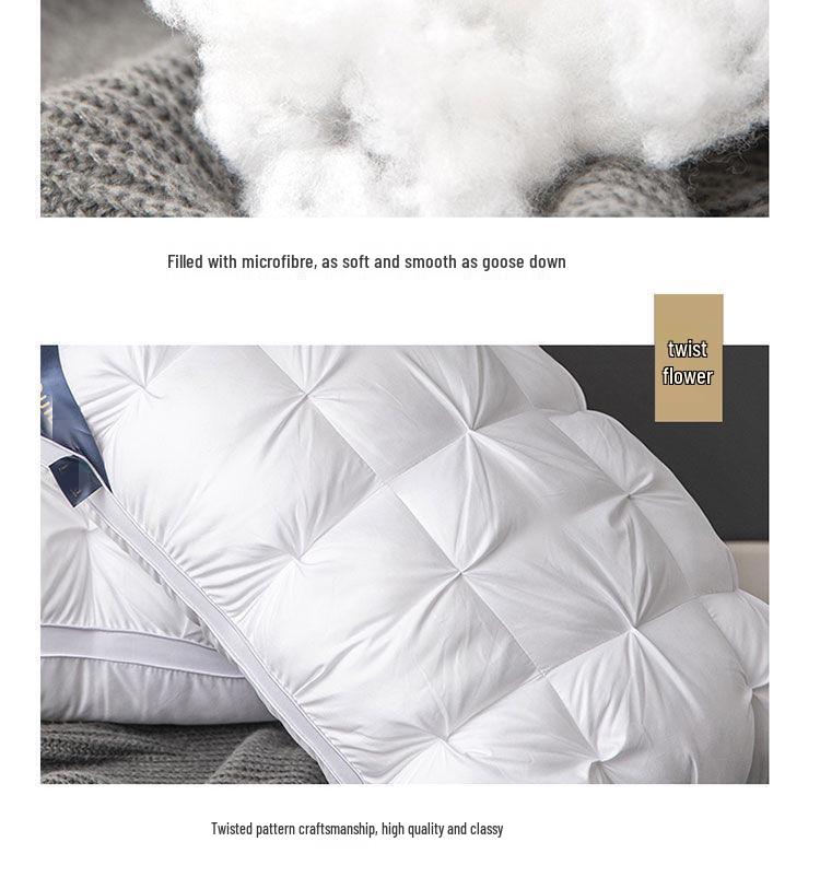 Twisted Star Hotel Neck Support Pillow - 48x74cm, Non-Collapsing, High & Low Design, Washable Core