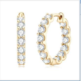 Gra Certified 2.6ct Moissanite Earring 925 Sterling Sliver Wedding Huggie Moissanite Hoop Earring for Women Wedding Jewelry