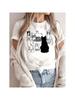 Fashion Round Neck T-Shirt Cartoon Cats Pattern Printed Wounisex's Summer Wounisex's Cute Lovely T-Shirt Top