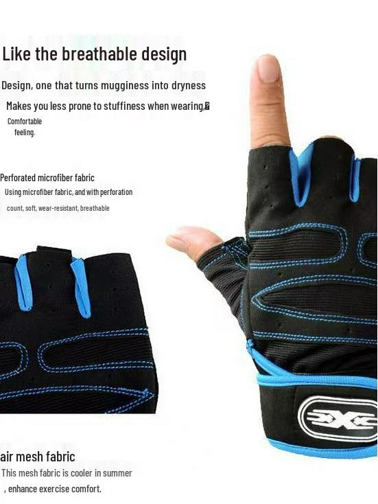 Unisex Non-slip Half Finger Fitness Gloves with Wrist Support for Outdoor Sports