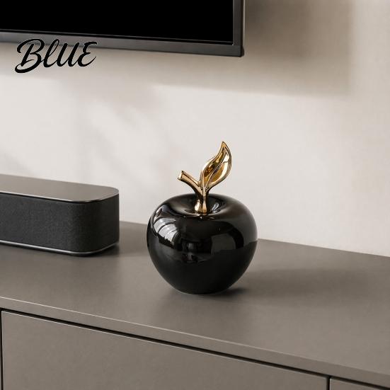 Esculturas de Resina Glaseada Lisas Manzana Figura con Hoja Adorno de Fruta Minimalista Decoración Moderna para el Hogar Artesanía Decoración de Escritorio Oficina Decoración para Inauguración de Casa