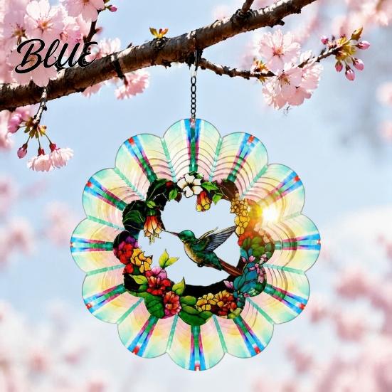 Nature Inspired Patio Accessory Outdoor Owl/Hummingbird/Flower/Tree of Life/Rooster Wind Spinners Reflective Spinners Garden Decor Bird Deterrents