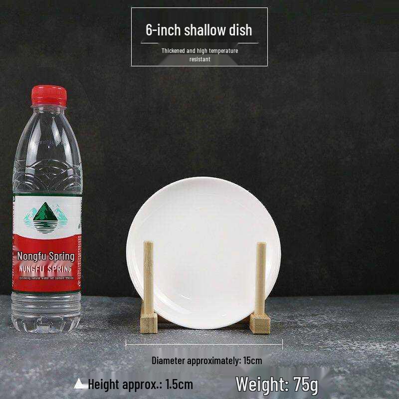 Imitation Porcelain Melamine Shallow Plate - Round Dining Plate for Restaurant or Hotel Use.