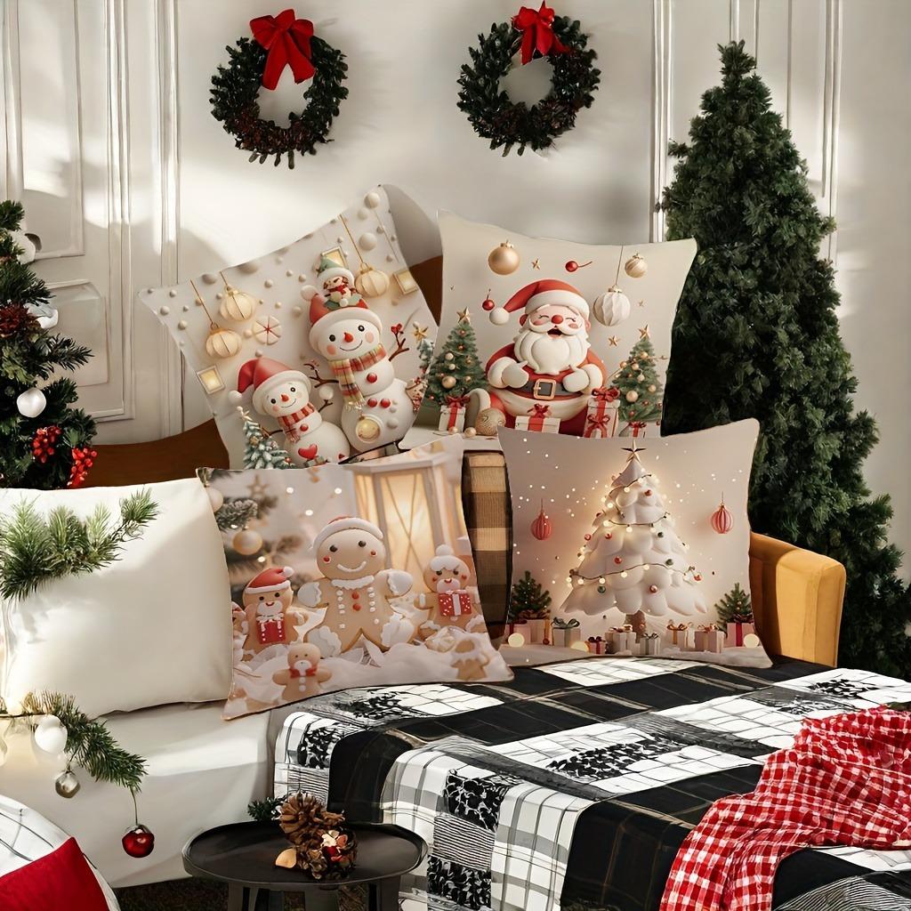 Christmas Decoration Pillowcase New Year Gift Santa Claus Snowman Pillow Cover Home Room Decoration Sofa Cushion Cover