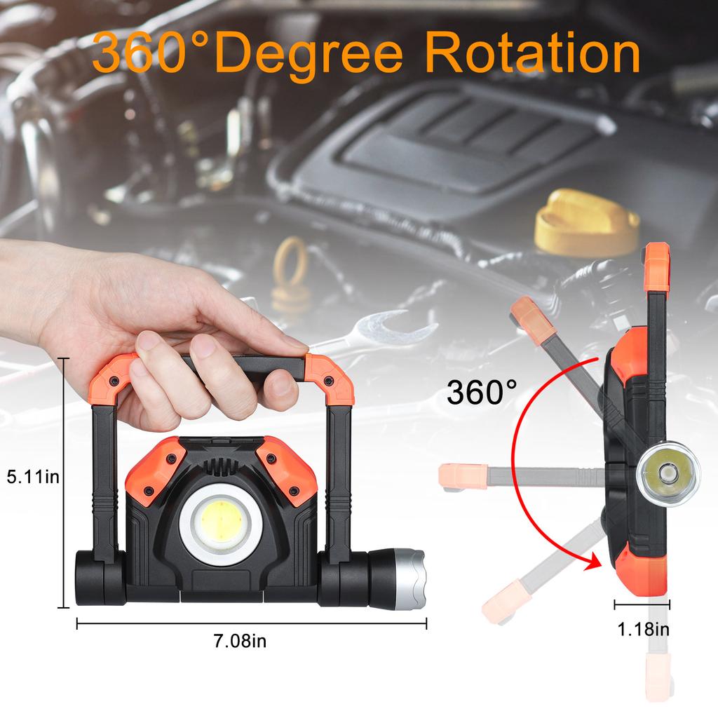 Multi-function Flashlight Dual LED Source Work Light Type-C Rechargeable Torch Strong Magnet