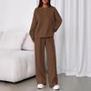 Women's Crew Neck Long Sleeve Loose Fit Sweatshirt and Elastic Waist Wide Leg Pants Two Piece Tracksuit