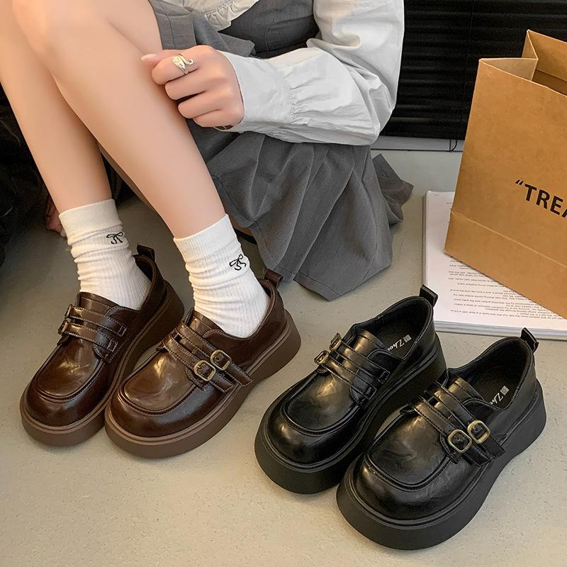 

Soft sister jk uniform small leather shoes women s British style spring 2025 new loafers with skirts single shoes ins tide 35 чёрный