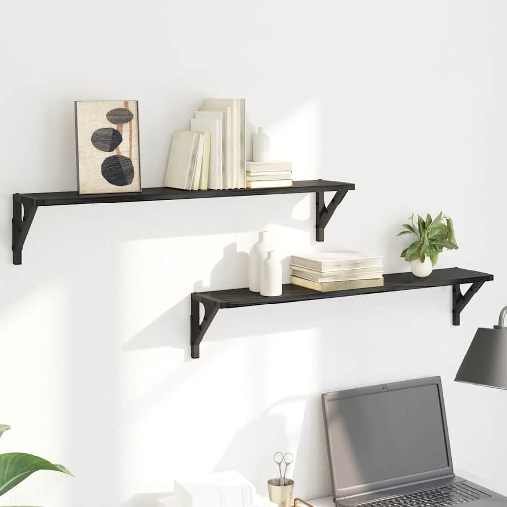 Wall Shelves 2 pcs Black Oak Effect 80 x 15 x 15.5 cm