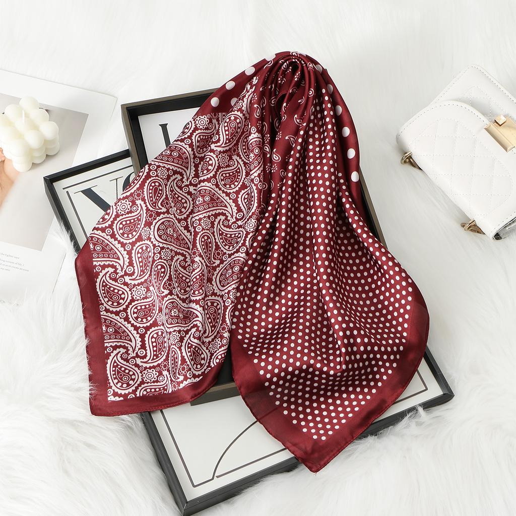 70X70Cm Printed Women'S Square Scarf Pashmina Paisley Silk Square Scarf Shawl Decorative Headband Neck Luxury Design Bandana
