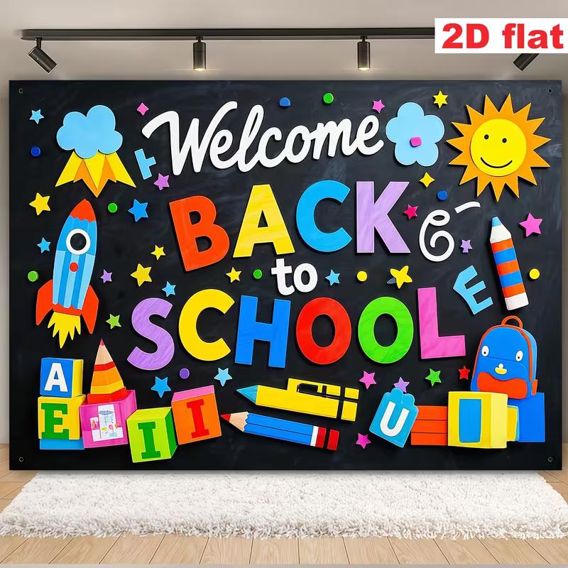 Back To School Photo Booth Backdrop, Chalkboard Classroom Welcome Decor
