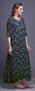 Bimba Dark Rose Brown Floral Leaves & Camellia Kanjiro Printed Nightgowns Maxi Sleepwear For Women Long Sleep Dress