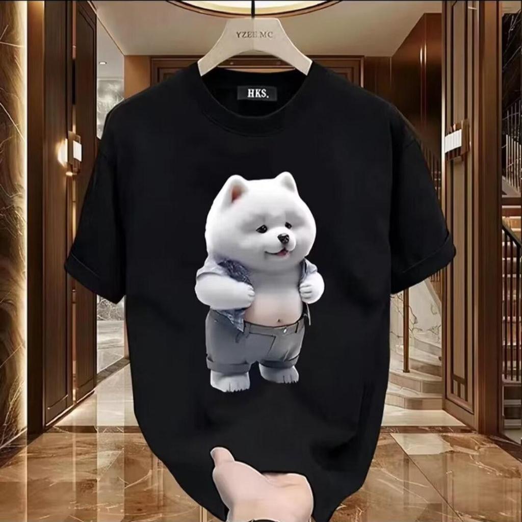 2024 Trendy Men's Cotton Short-Sleeve Round Neck Cartoon Print T-Shirt