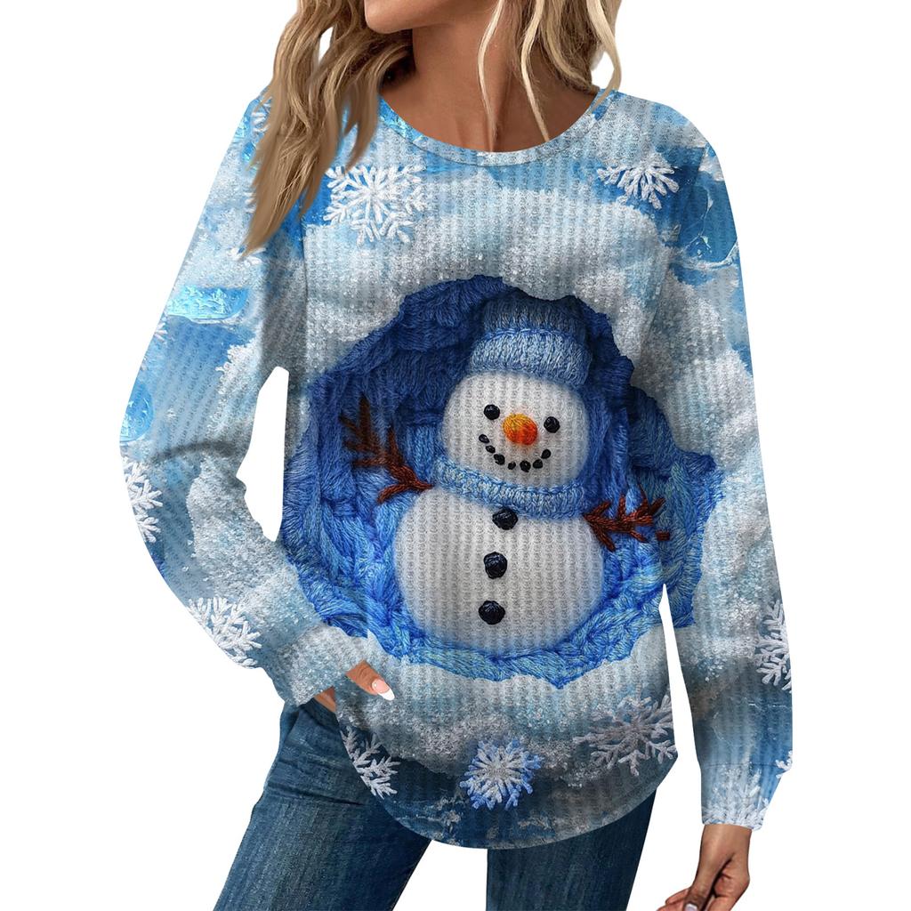 Dámská móda Dlouhý rukáv Vánoční Volný Dlouhý rukáv Kulatý výstřih Ležérní Top