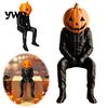 Unique Halloween Party Decoration Pumpkin Head Man Statue, 3D Printed Mysterious Sitting Figure, Collectible Craft Statue for Desk Spooky Tabletop