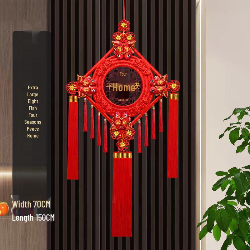 Großer Pfirsichholz Fu-Zeichen Anhänger für das Wohnzimmer: Chinesische Knoten-Dekoration für Wand oder Tür