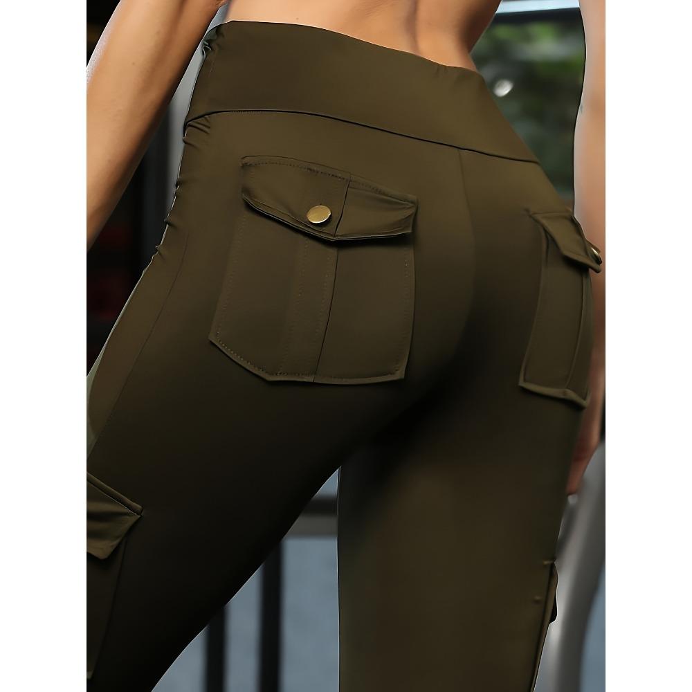 Women's High Waist Cargo Leggings Slim Fit Quick Dry Yoga Pants Butt Lifting Stretch Athletic Trousers for Spring Workout