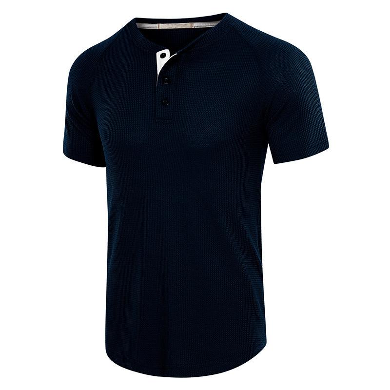 Summer Men's Heavyweight Short-sleeved T-shirt Men's Henley Shirt T-shirt Trend Casual Tops