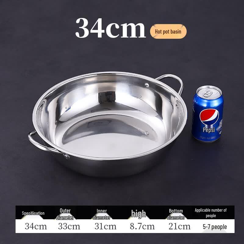 Stainless Steel Double-Handle Clear Soup Hot Pot
