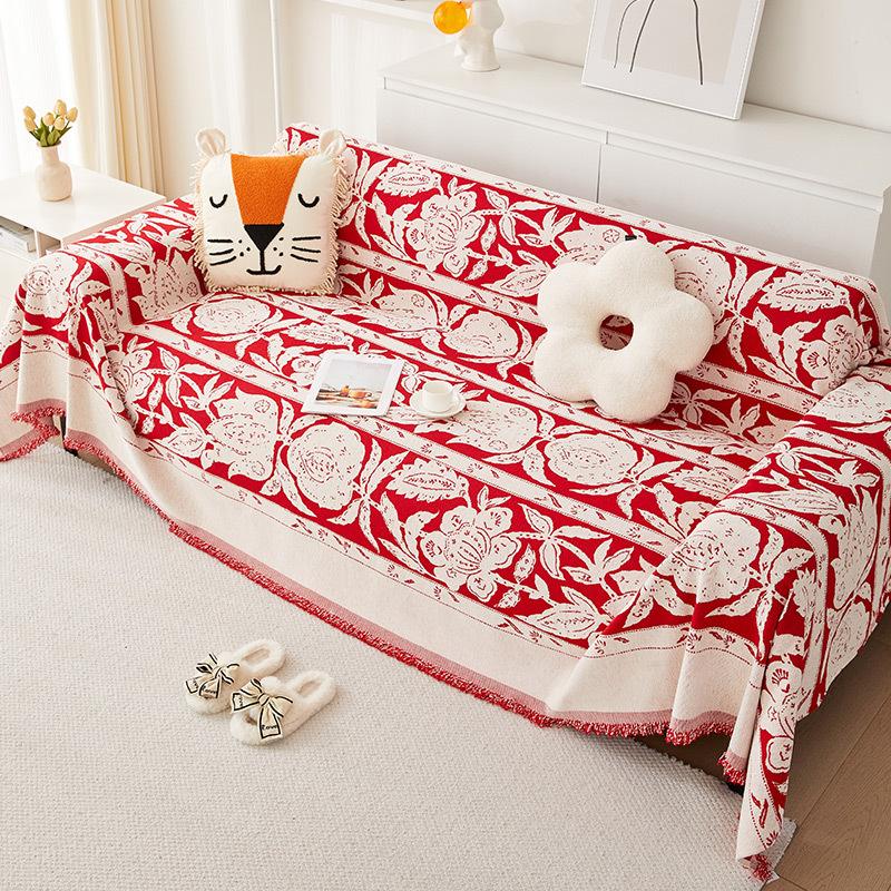High-Grade Chenille Floral Sofa Towel Winter Thickened Sofa Cover All-Inclusive Universal Universal Cover Cloth Anti-Cat Scratching Blanket