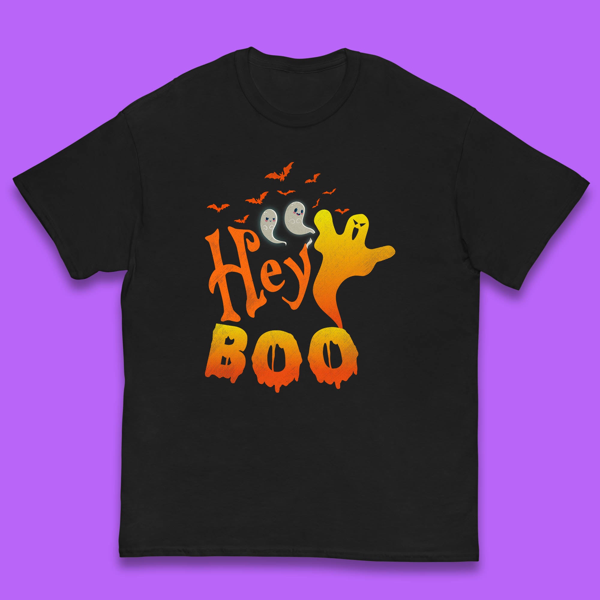 Whispers in the Moonlit Night Hey Boo Horror Scary Costume Halloween Boo Wear Kids T Shirt 130